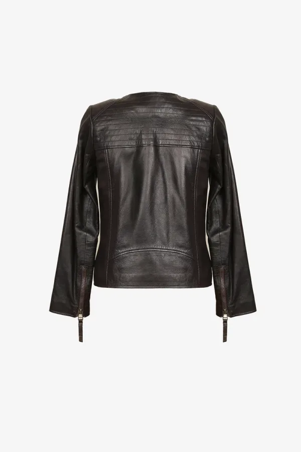St John's Wood Leather Biker Jacket – Black – view 2
