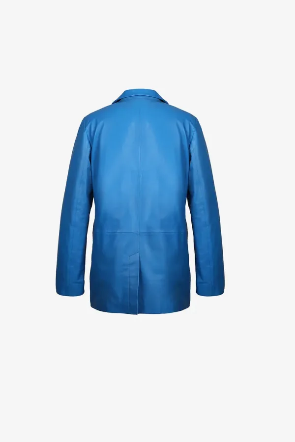 Stoke Newington Tailored Leather Blazer – Blue – view 2
