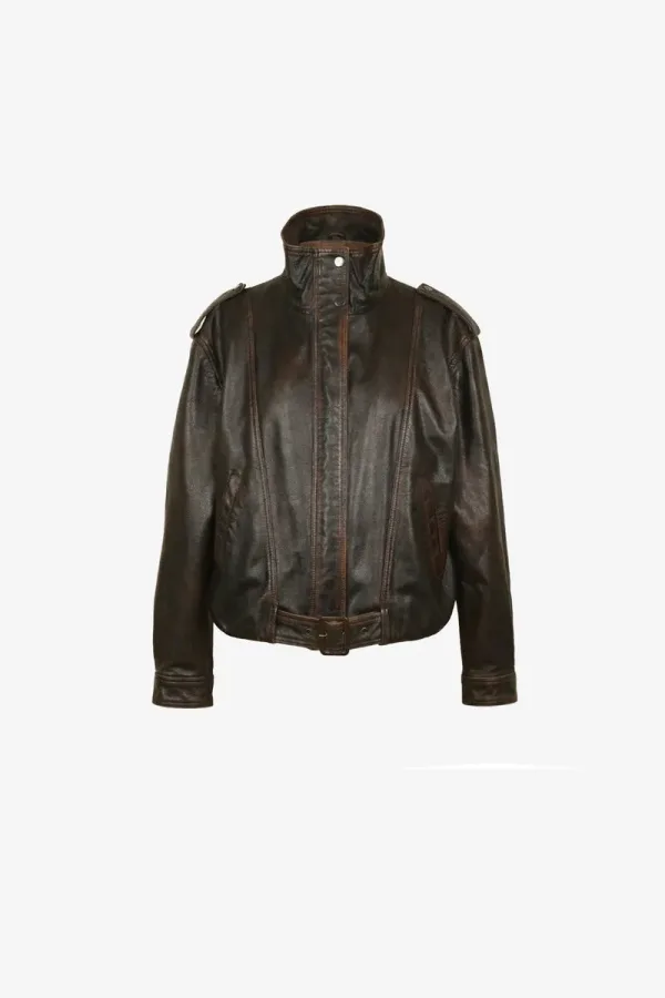 Sydenham Belted Leather Jacket – Espresso – view 1