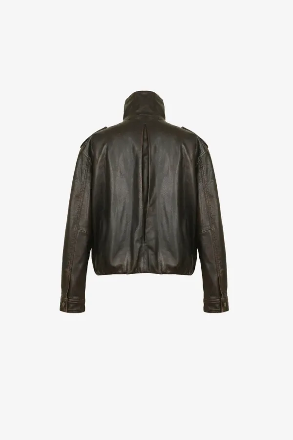 Sydenham Belted Leather Jacket – Espresso – view 2