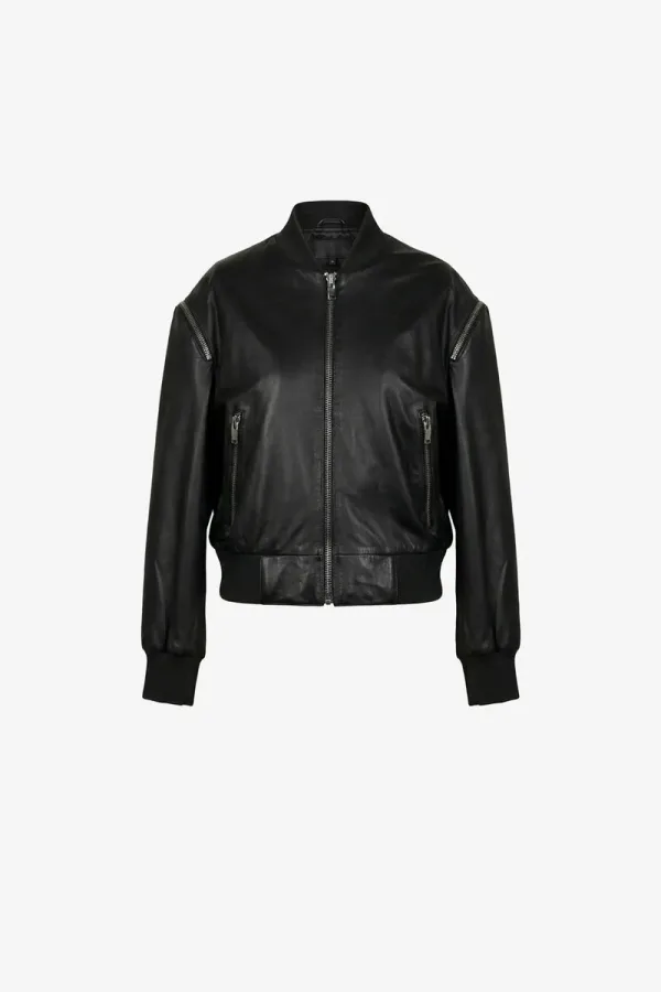 Tufnell Park Leather Bomber Jacket – Black – view 1
