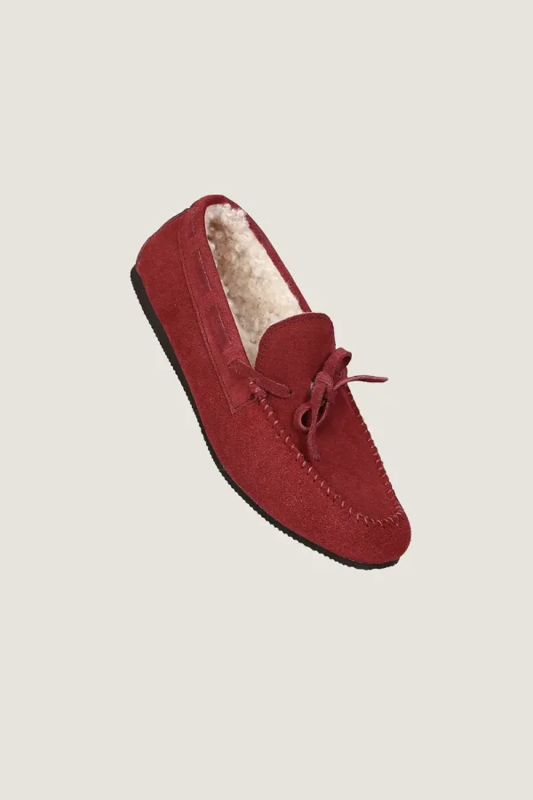 Bedford Square Plush-Lined Suede Moccasins – Red – view 1