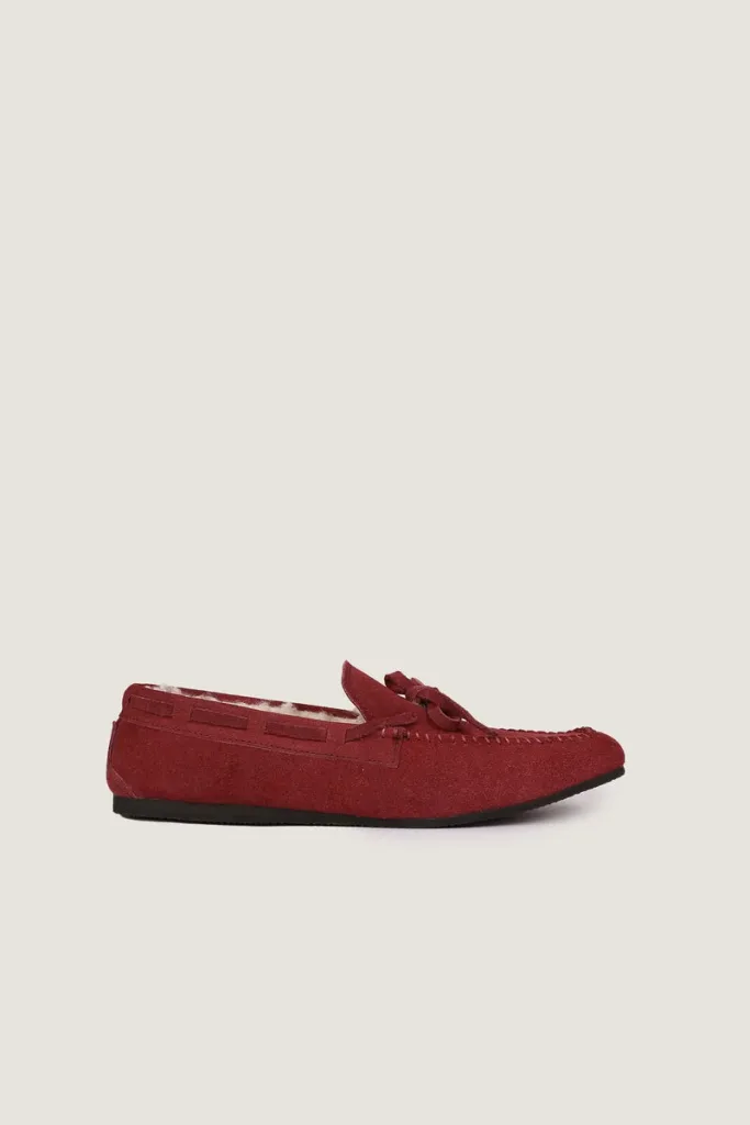 Bedford Square Plush-Lined Suede Moccasins – Red – view 2