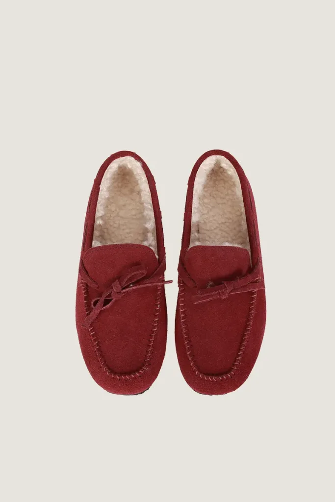 Bedford Square Plush-Lined Suede Moccasins – Red – view 3