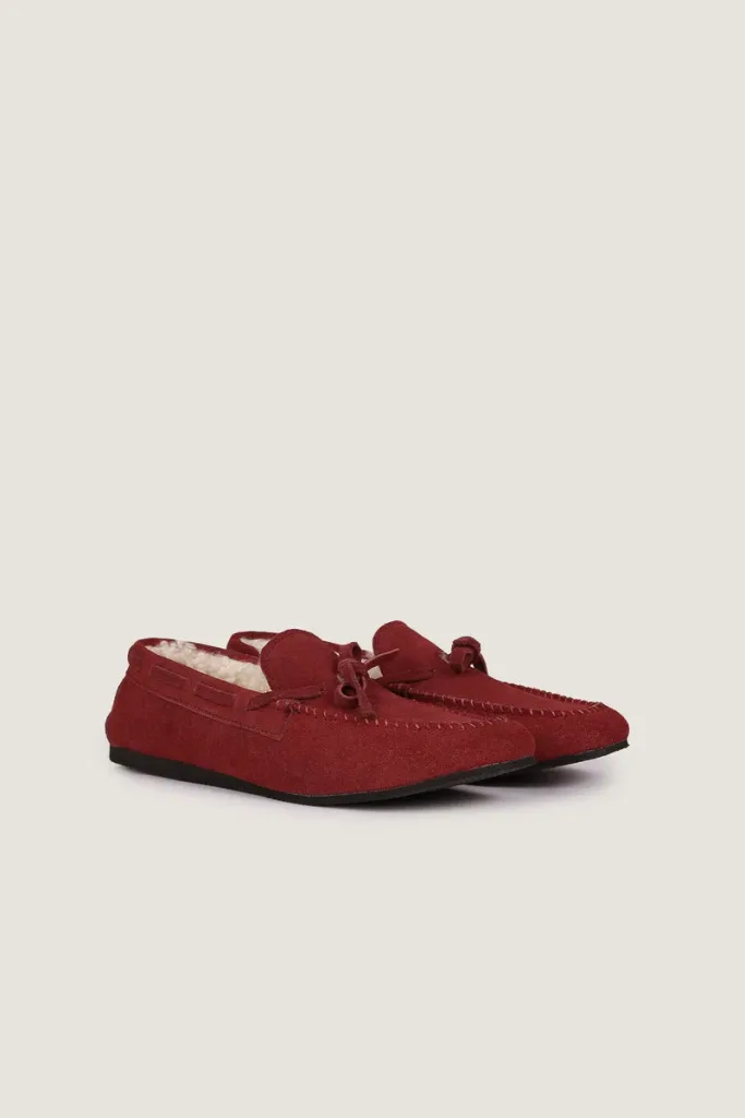 Bedford Square Plush-Lined Suede Moccasins – Red – view 4