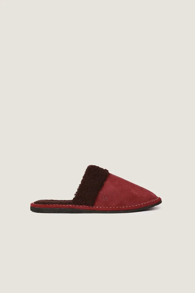 Belgrave Square Plush-Lined Leather Mule Slippers – Burgundy – view 2
