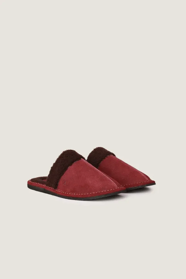 Belgrave Square Plush-Lined Leather Mule Slippers – Burgundy – view 3