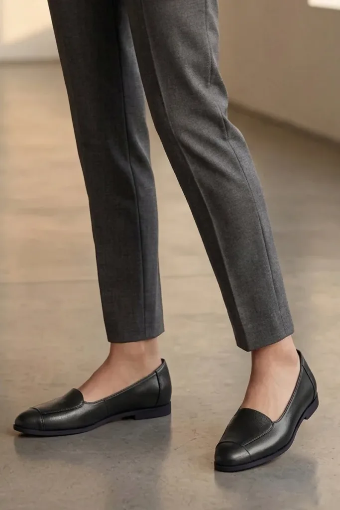 Bryanston Square Leather Flats – Black – view 1