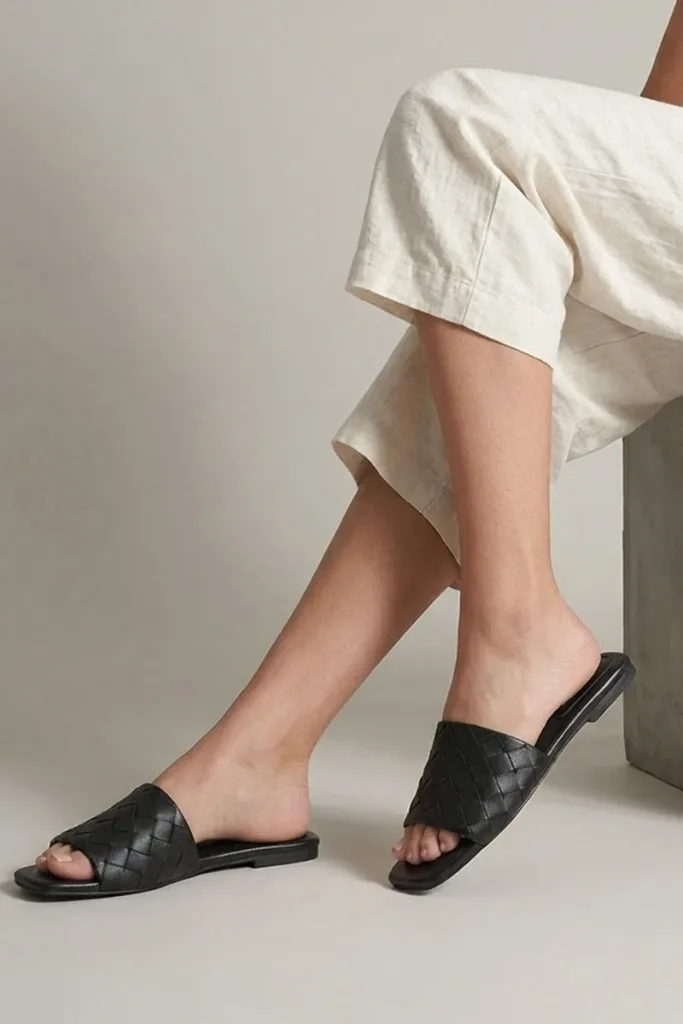 Cavendish Square Leather Flat Mules – Black – view 1