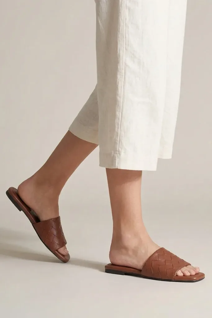 Cavendish Square Leather Flat Mules – Brown – view 1