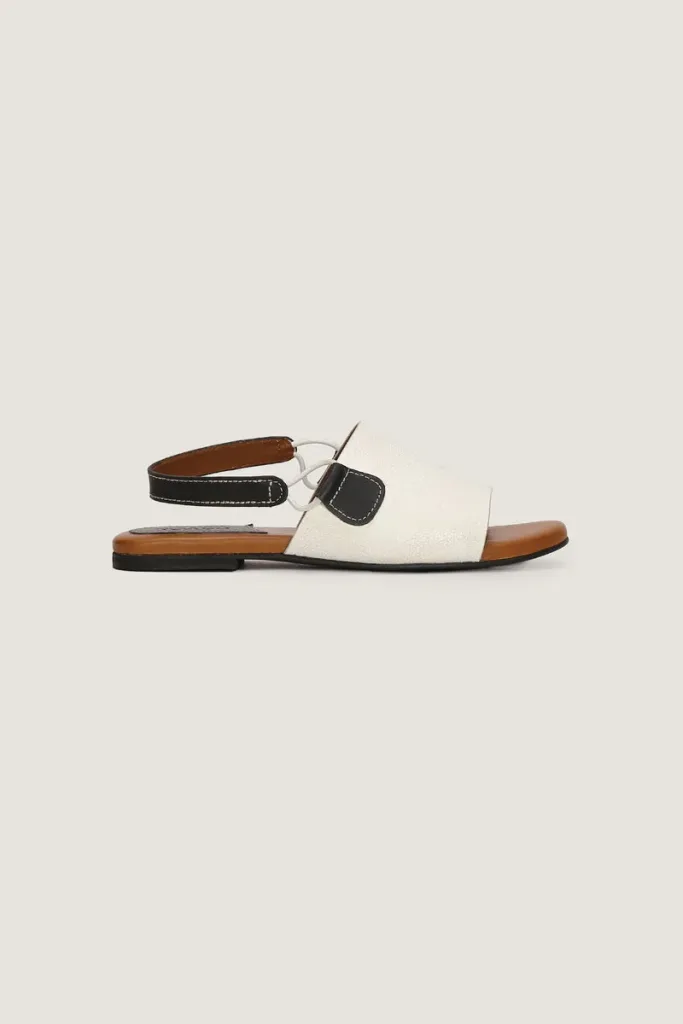 Eaton Square Ankle-Strap Leather Sandals – White – view 3
