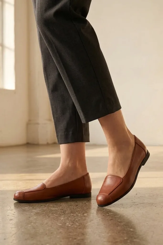 Golden Square Leather Flats – Tan – view 1