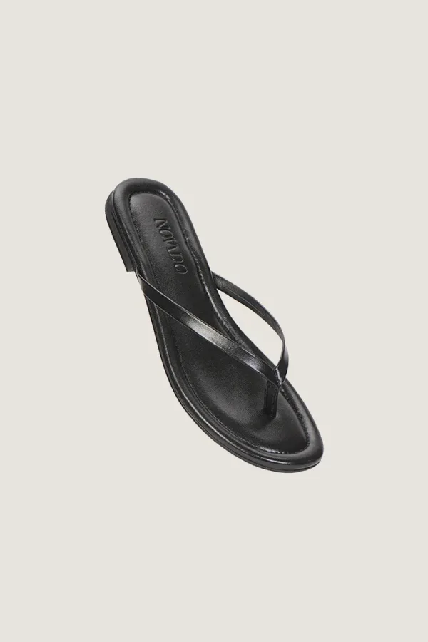 Gordon Square Leather Flip Flops – Black – view 1