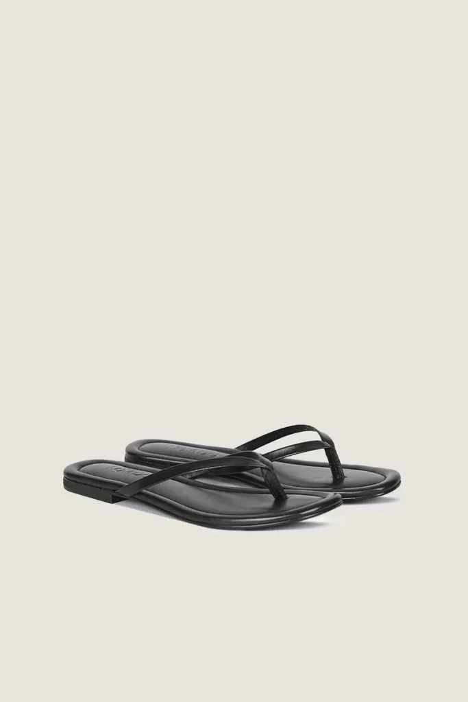 Gordon Square Leather Flip Flops – Black – view 3