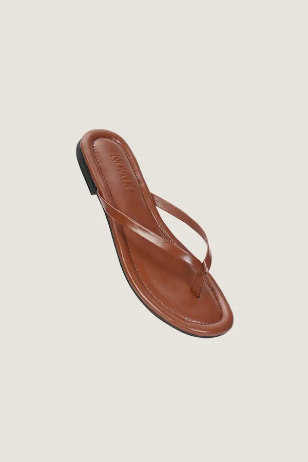 Gordon Square Leather Flip Flops – Brown – view 1