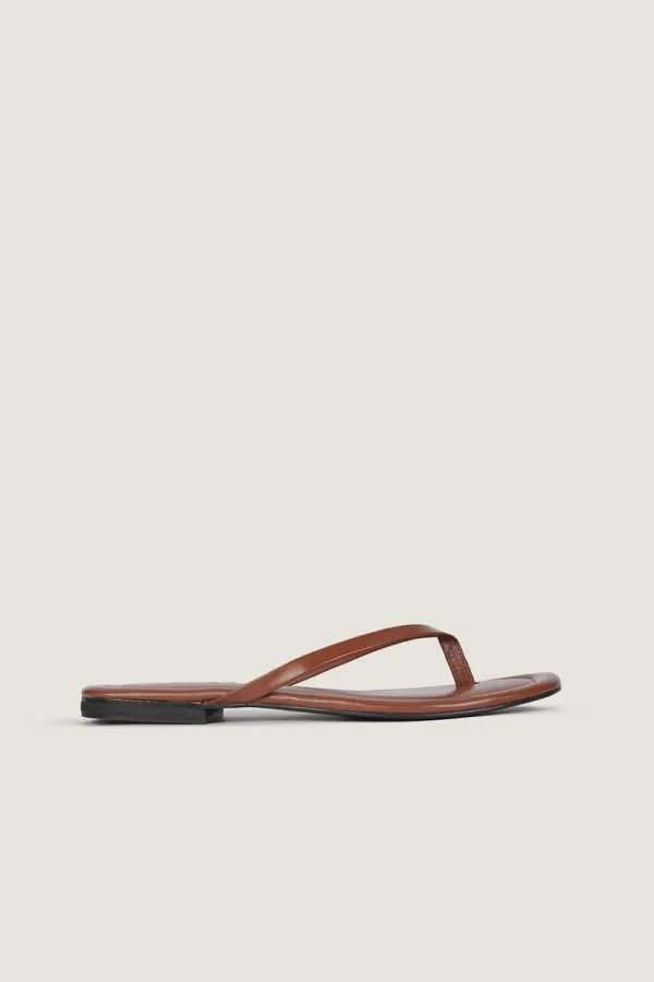 Gordon Square Leather Flip Flops – Brown – view 2