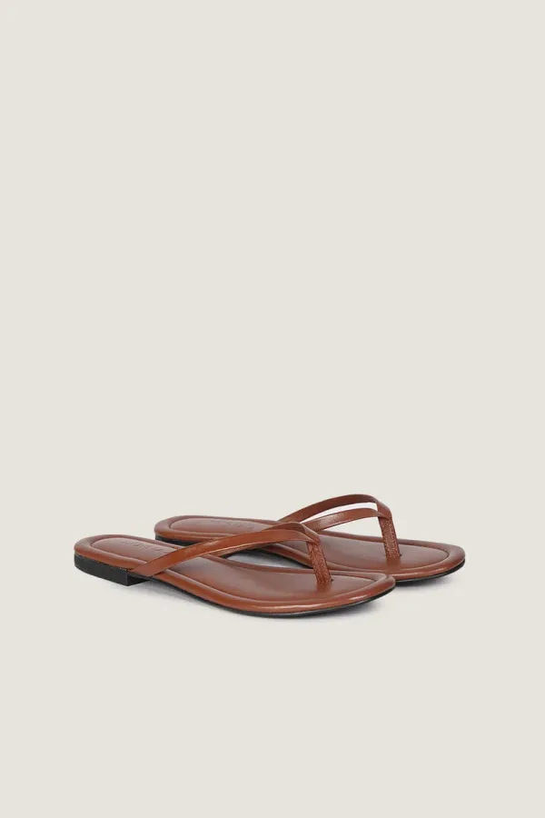 Gordon Square Leather Flip Flops – Brown – view 3