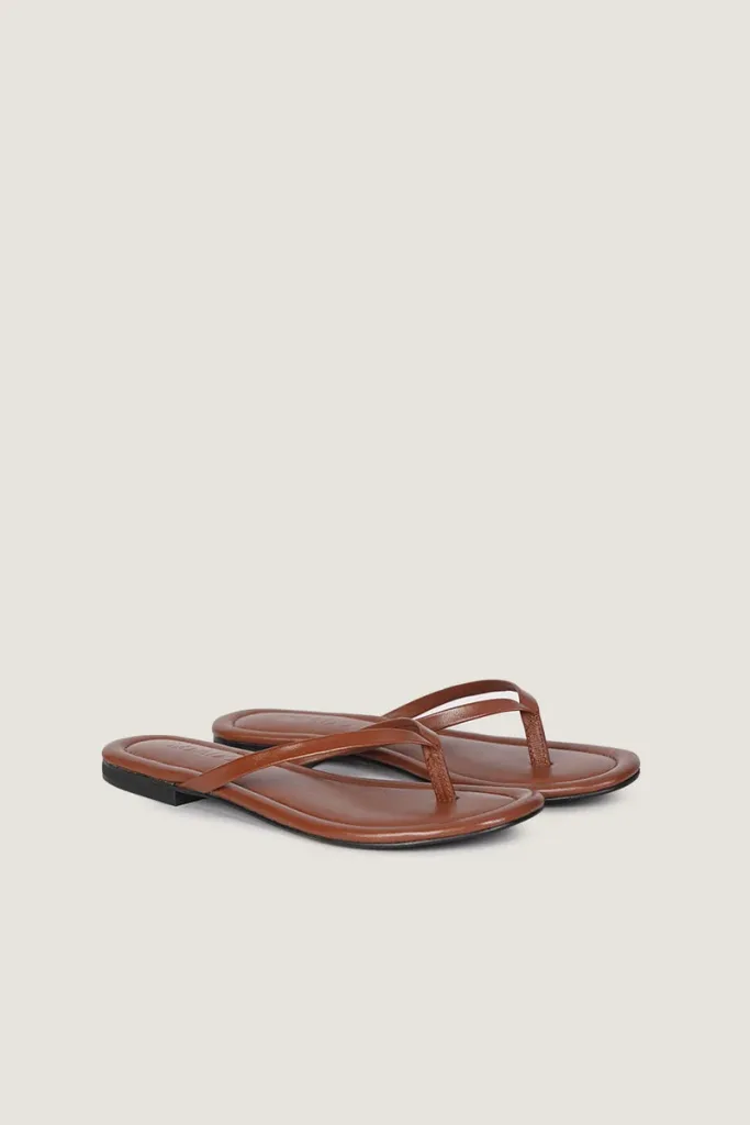 Gordon Square Leather Flip Flops – Brown – view 3