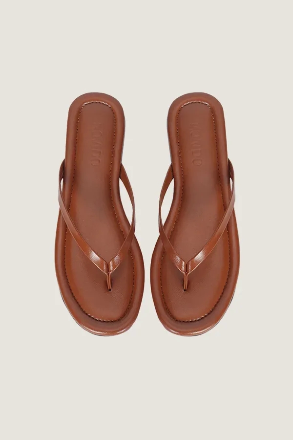 Gordon Square Leather Flip Flops – Brown – view 4