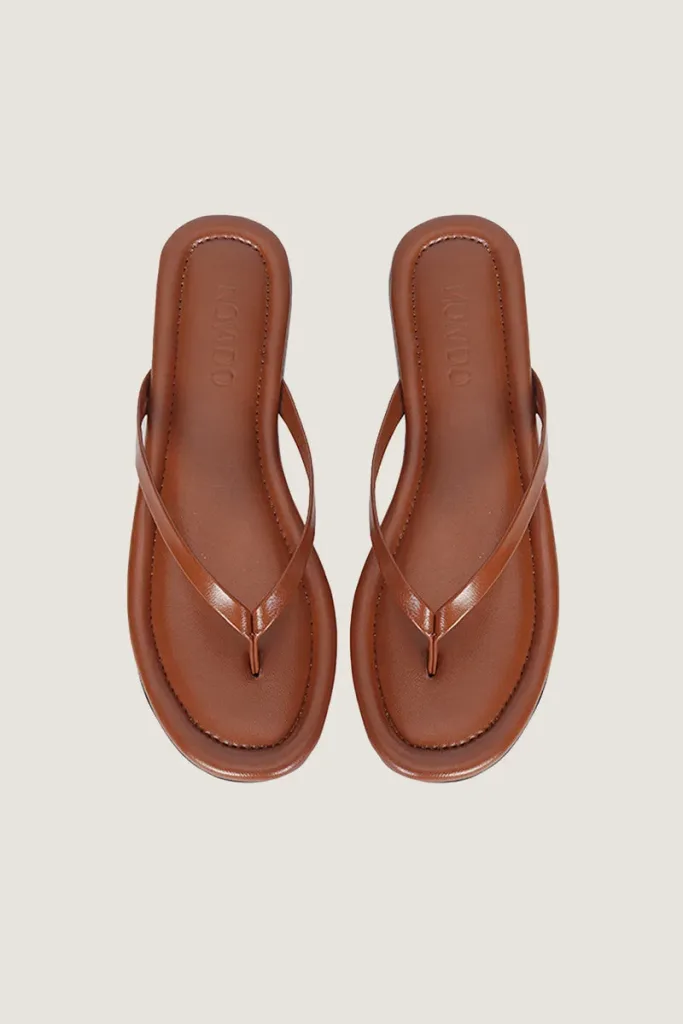 Gordon Square Leather Flip Flops – Brown – view 4