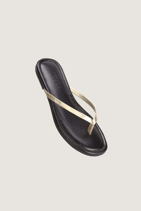 Gordon Square Leather Flip Flops – Gold – view 2