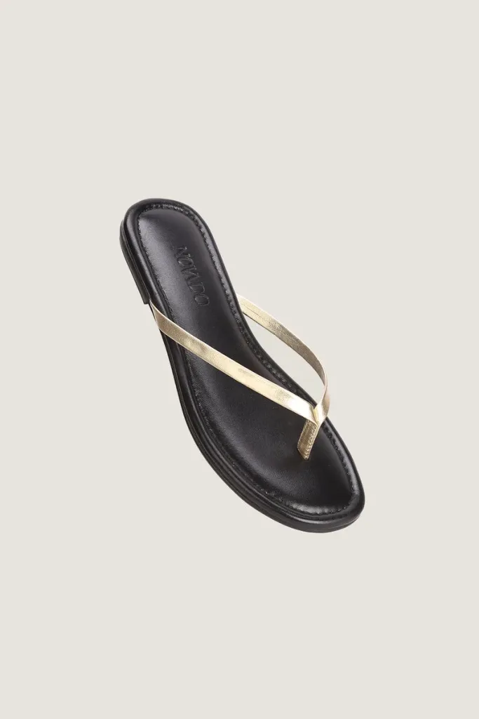 Gordon Square Leather Flip Flops – Gold – view 2