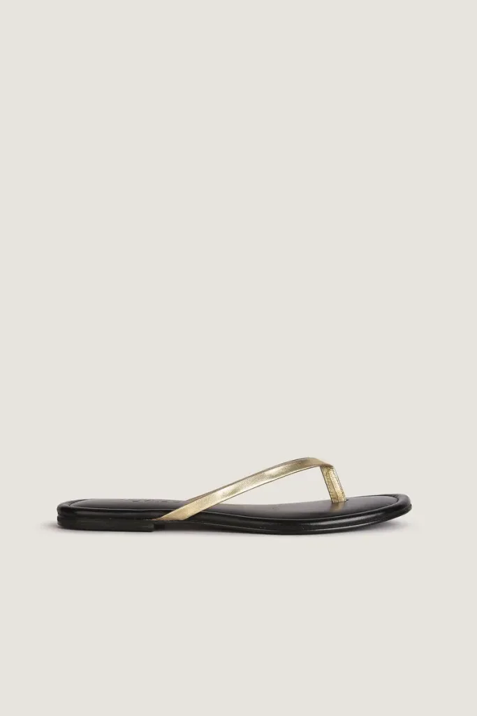 Gordon Square Leather Flip Flops – Gold – view 3