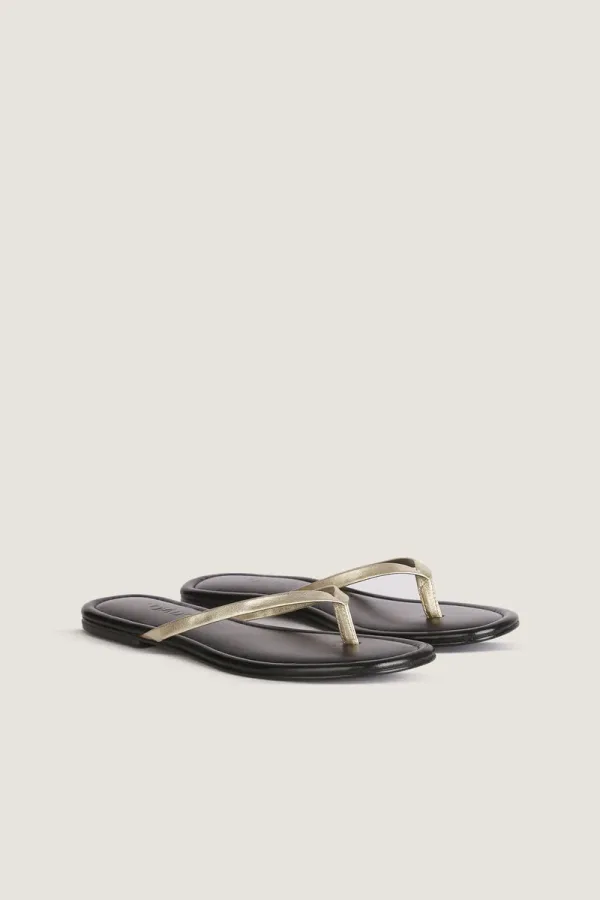 Gordon Square Leather Flip Flops – Gold – view 4