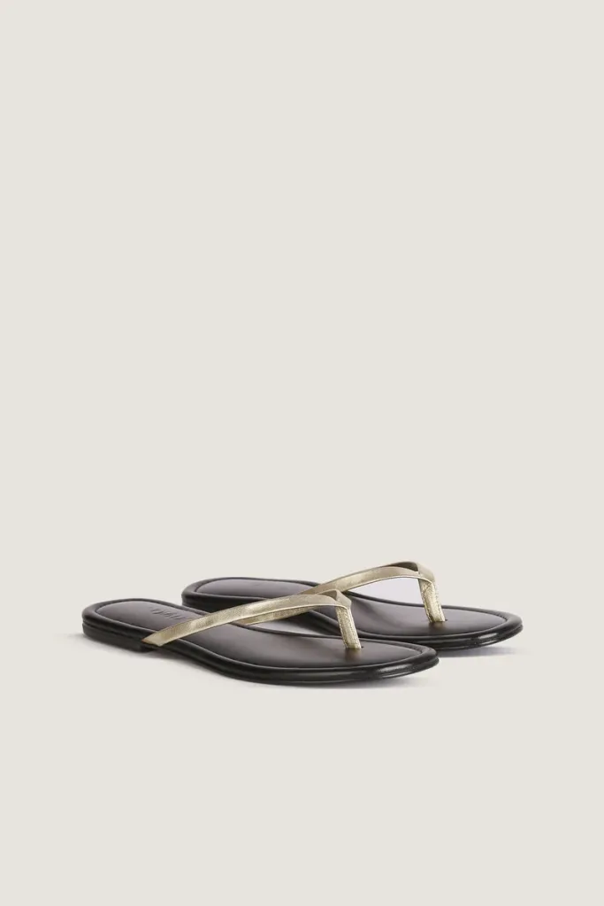Gordon Square Leather Flip Flops – Gold – view 4