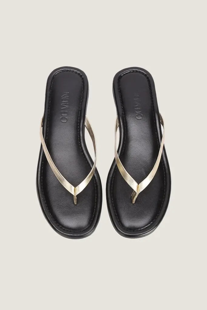 Gordon Square Leather Flip Flops – Gold – view 5