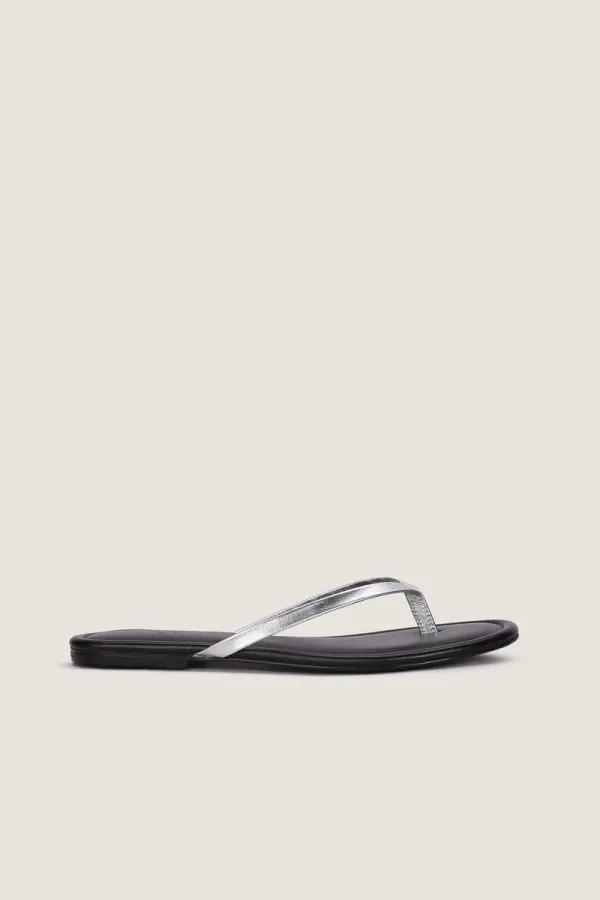 Gordon Square Leather Flip Flops – Silver – view 3