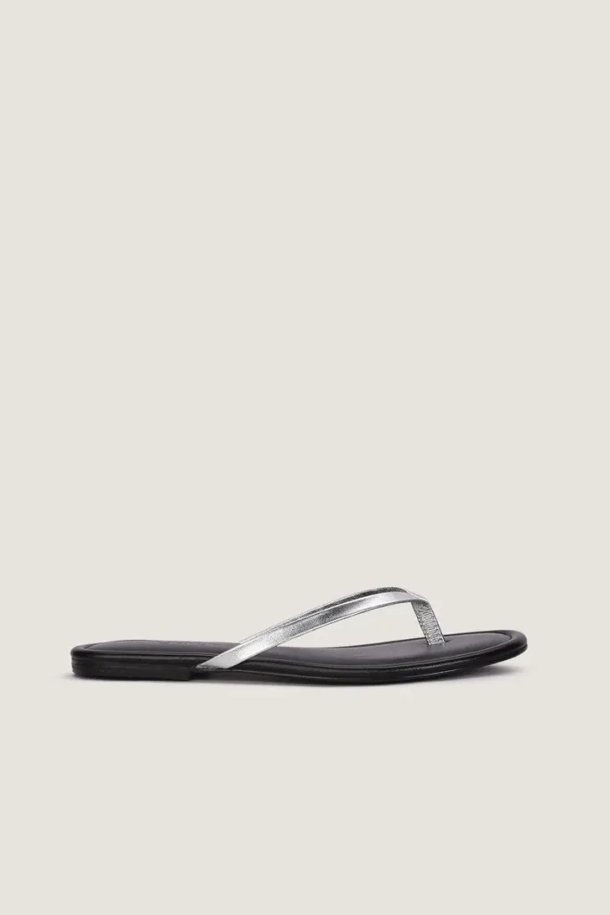 Gordon Square Leather Flip Flops – Silver – view 3