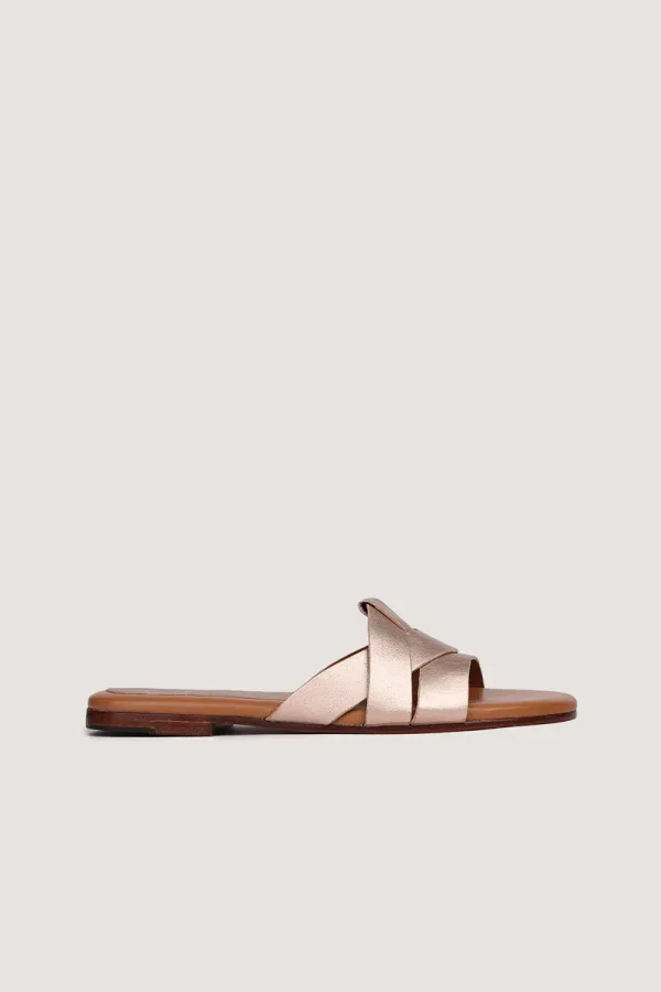 Grosvenor Square Criss-Cross Leather Slides – Rose Gold – view 3