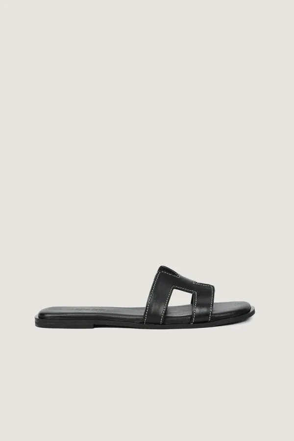 Leicester Square H-Strap Leather Slides – Black – view 3