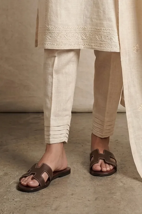 Leicester Square H-Strap Leather Slides – Chocolate Brown – view 1