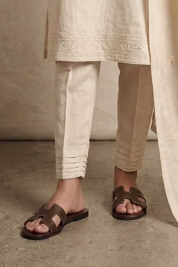 Leicester Square H-Strap Leather Slides – Chocolate Brown – view 1