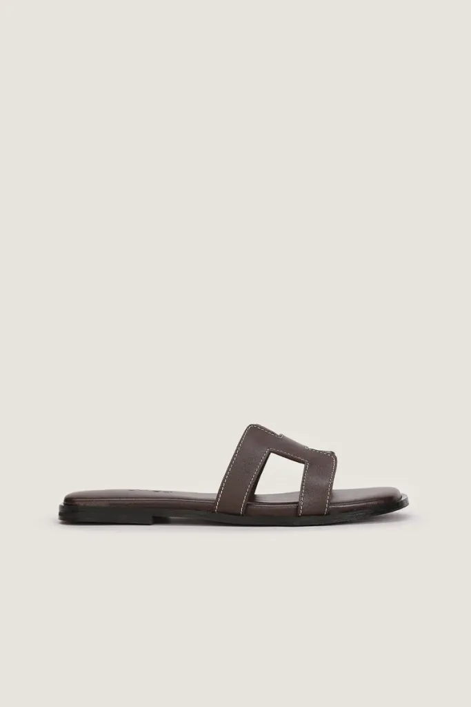 Leicester Square H-Strap Leather Slides – Chocolate Brown – view 3