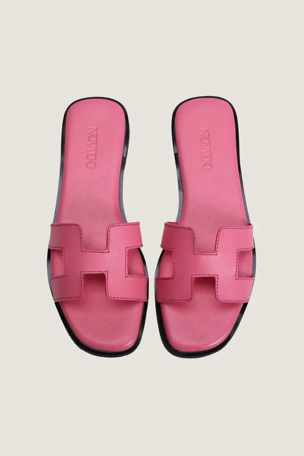 Leicester Square H-Strap Leather Slides – Pink – view 5