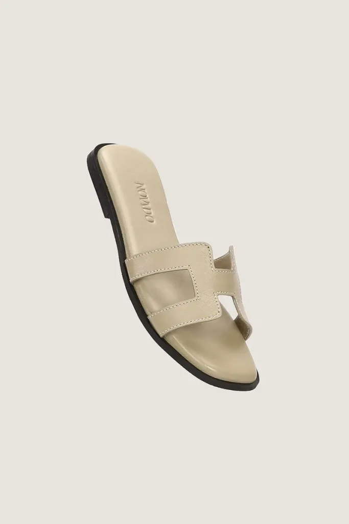 Leicester Square H-Strap Leather Slides – Sand – view 2