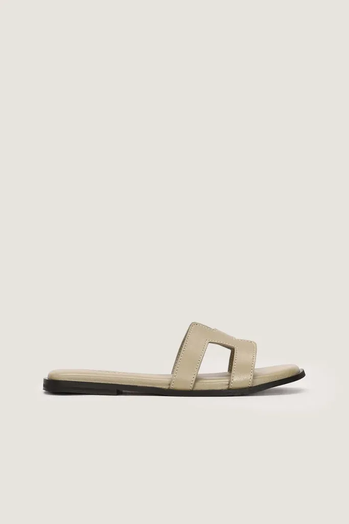 Leicester Square H-Strap Leather Slides – Sand – view 3