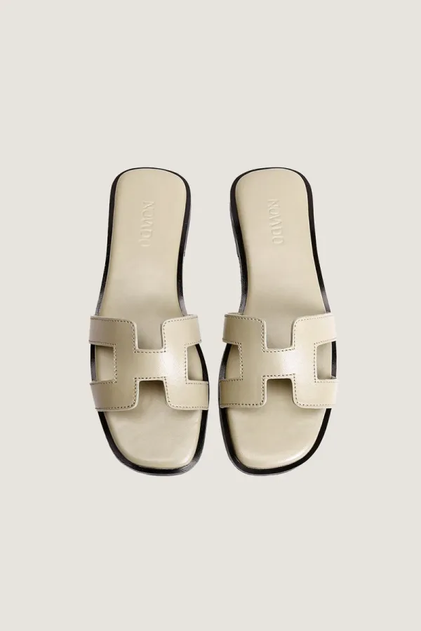 Leicester Square H-Strap Leather Slides – Sand – view 5