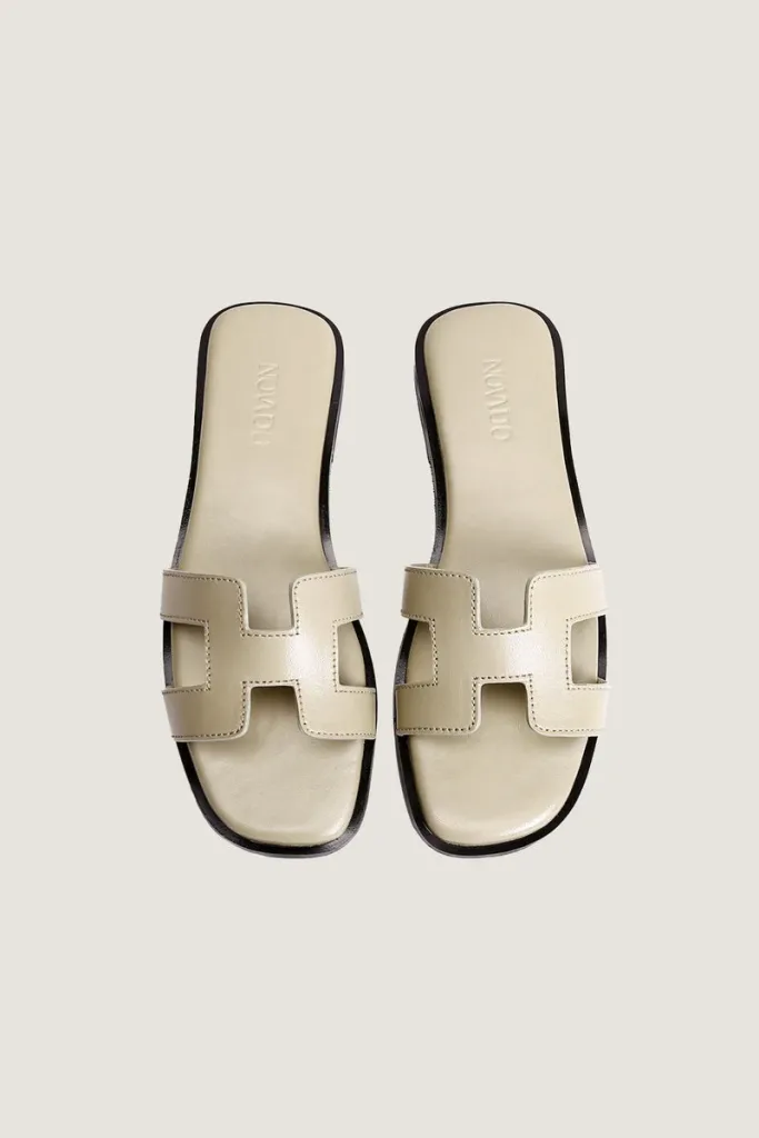 Leicester Square H-Strap Leather Slides – Sand – view 5