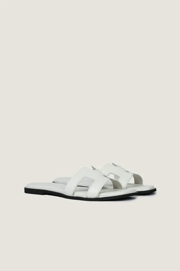 Leicester Square H-Strap Leather Slides – White – view 4