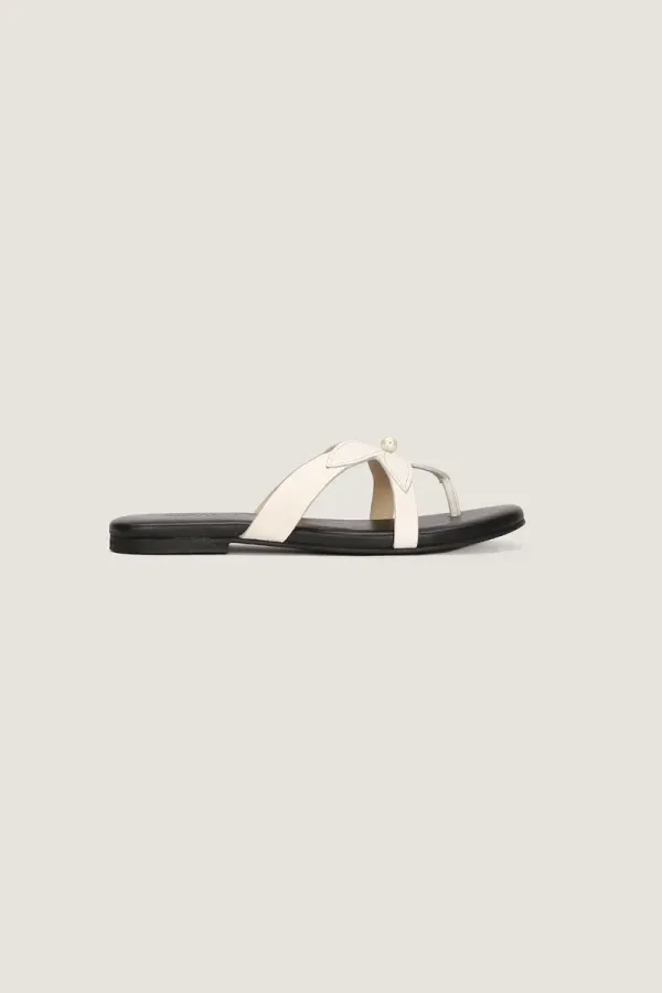 Manchester Square Flat Leather Sandals – Black and White – view 2