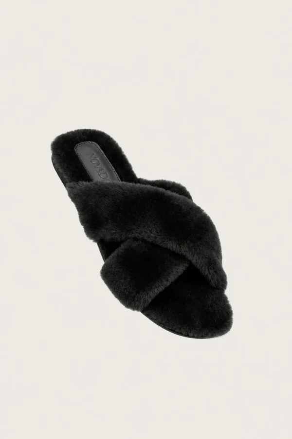 Portman Square Shearling Slippers – Black – view 1