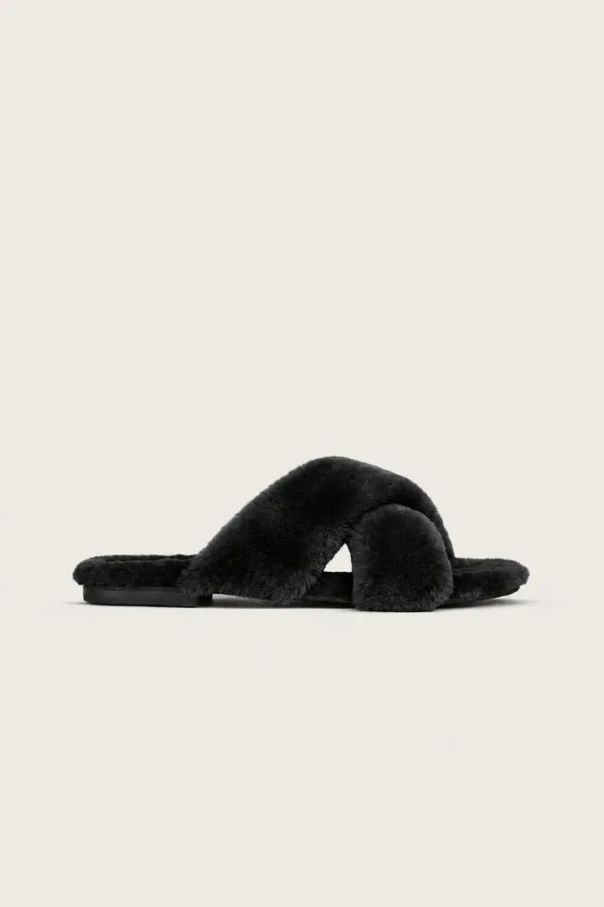 Portman Square Shearling Slippers – Black – view 2