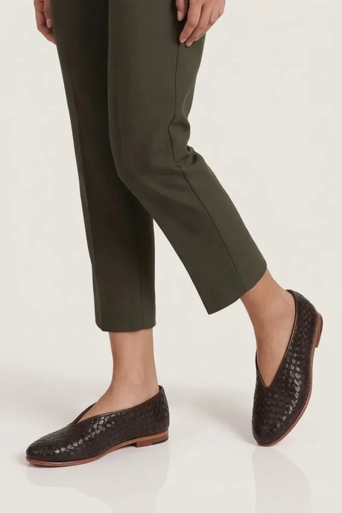 Russell Square Woven Leather Flats – Chocolate Brown – view 1