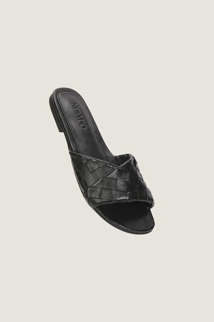 Sloane Square Leather Flat Mules – Black – view 1