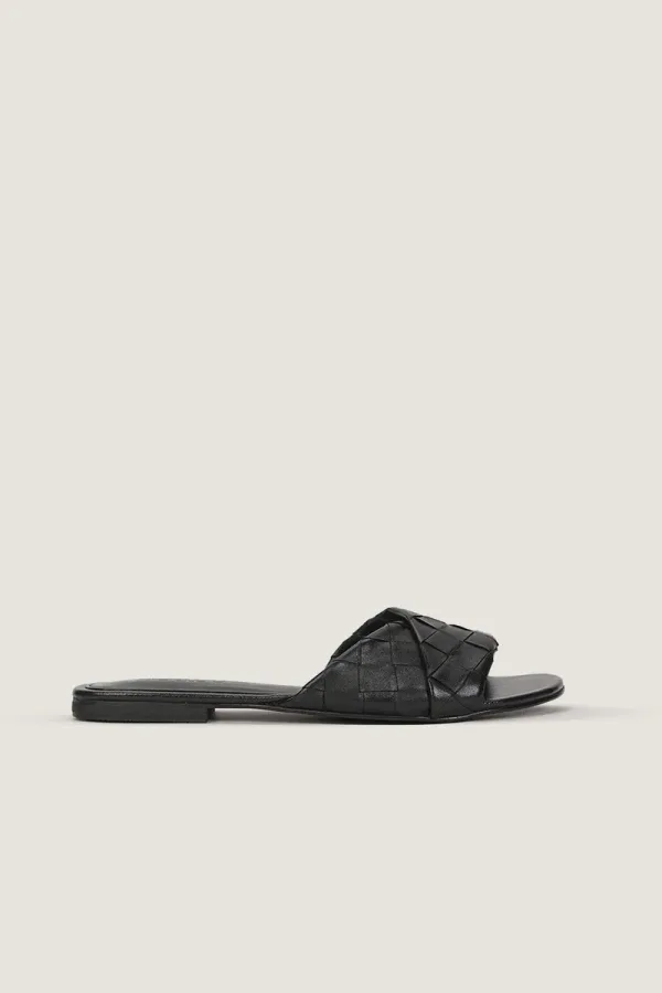 Sloane Square Leather Flat Mules – Black – view 2