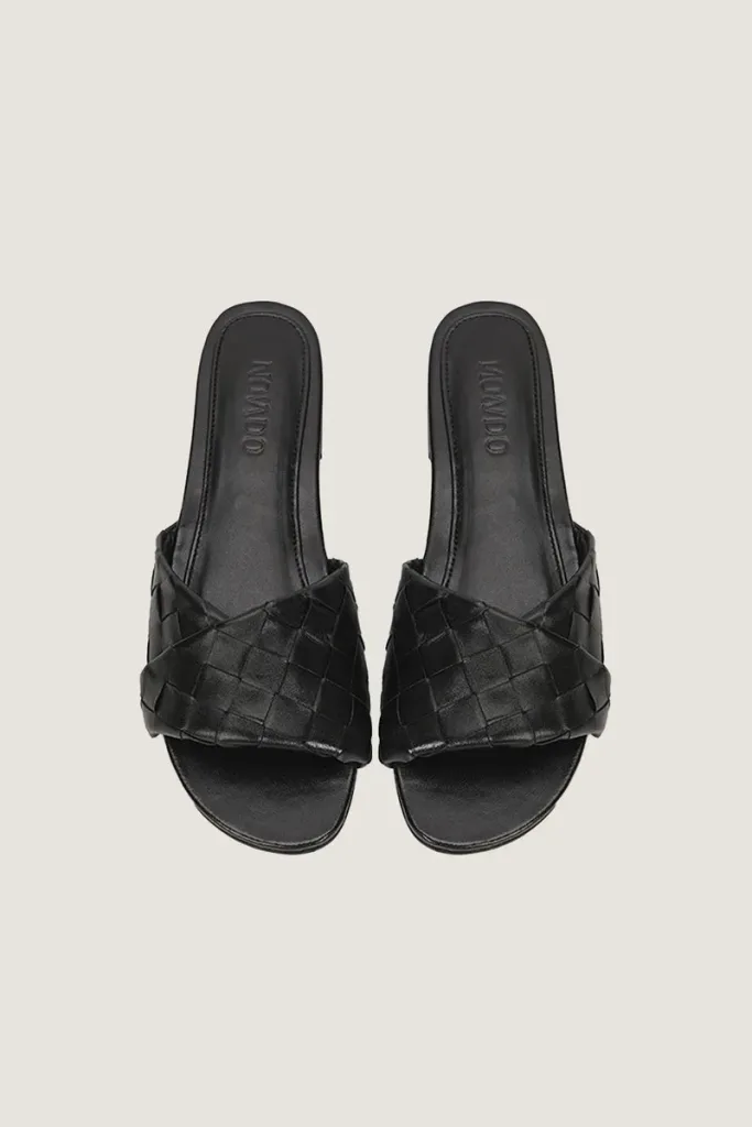 Sloane Square Leather Flat Mules – Black – view 4